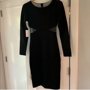 Aritzia Babaton black mini dress with mesh cut out